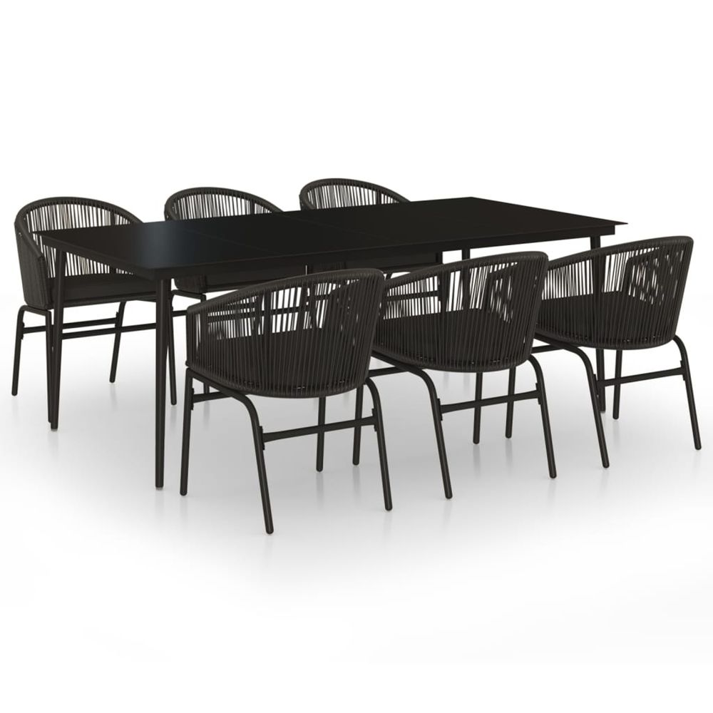 Ensemble à manger de jardin 7 pcs noir