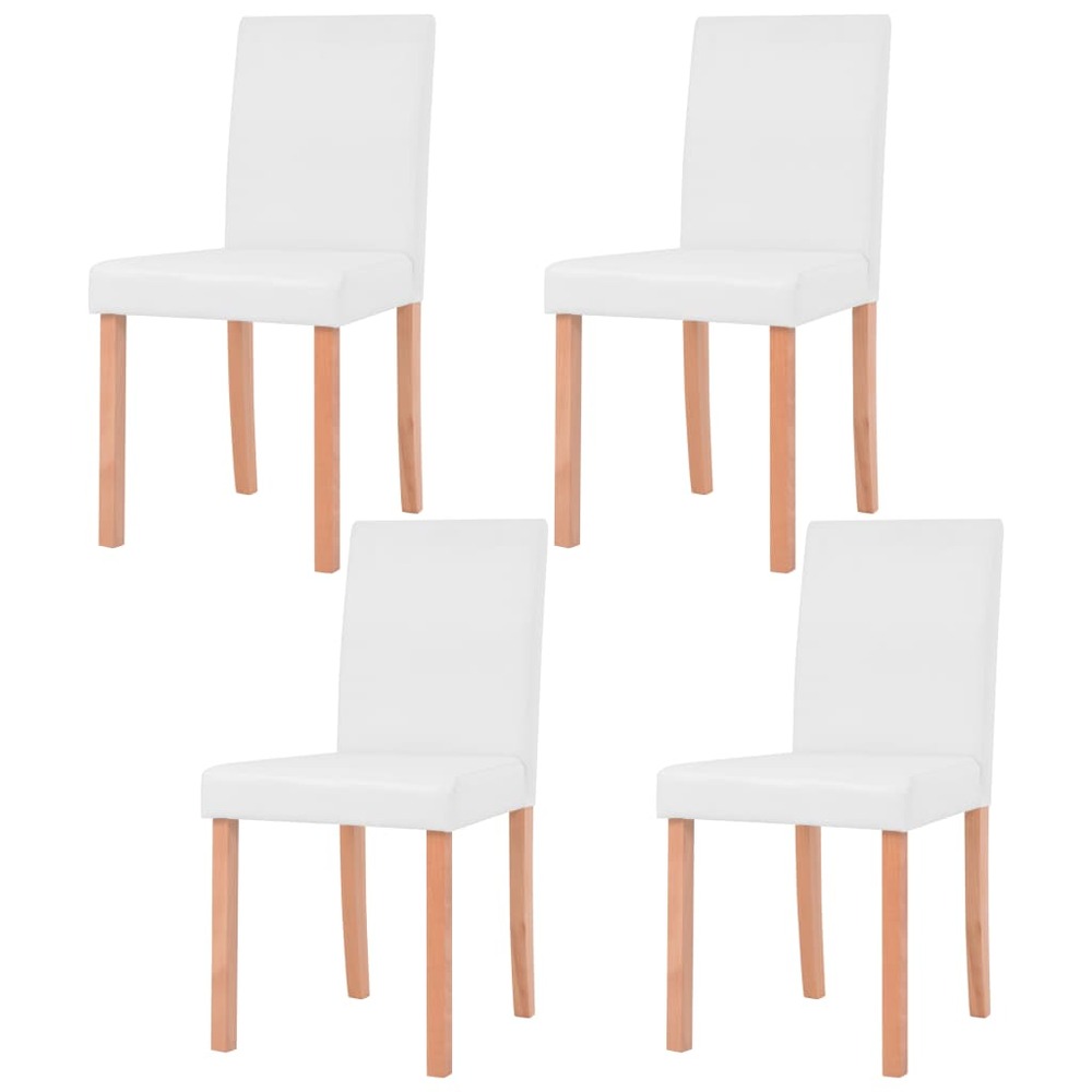 Chaises de salle à manger 4 pcs crème hêtre et similicuir