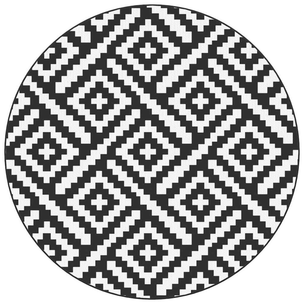 Tapis d'extérieur arakil blanc et noir ø200 cm pp