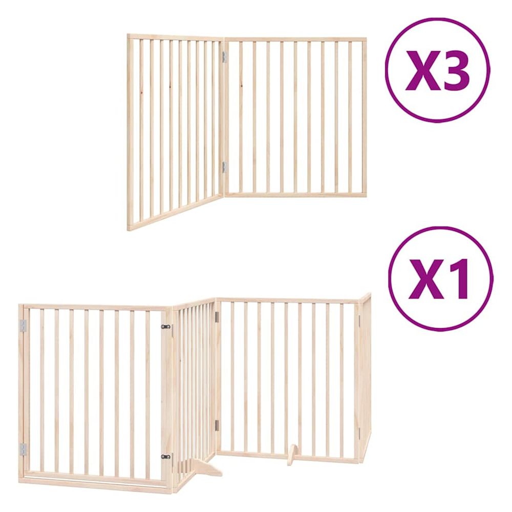 Barrière pour chien porte pliable 10 panneaux bois de peuplier