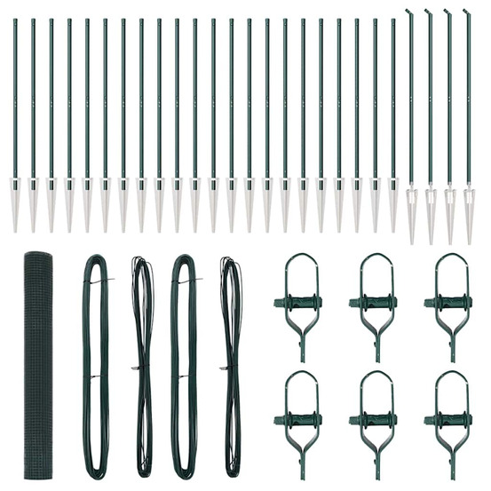 Clôture avec poteaux vert 1.4 x 50 m acier