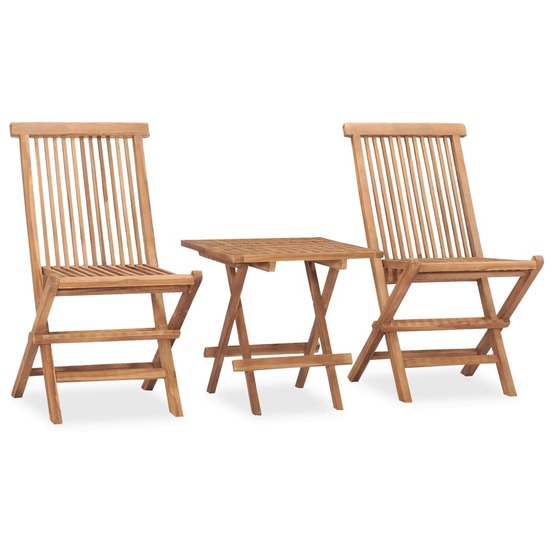 Ensemble à manger d'extérieur pliable avec coussin 3 pcs teck