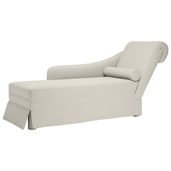 Fauteuil long avec traversin et accoudoir droit crème velours