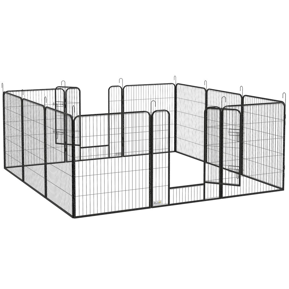 Enclos modulable en acier pour grand chien 12 panneaux 80x100cm gris foncé - comfortxl pet living