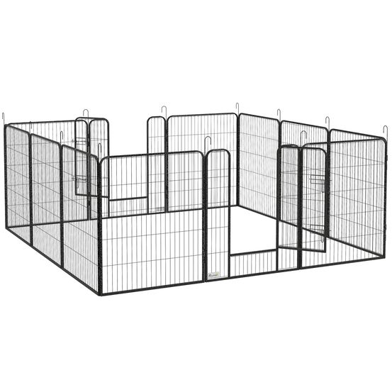 Enclos modulable en acier pour grand chien 12 panneaux 80x100cm gris foncé - comfortxl pet living
