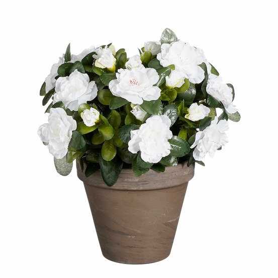 Mica decorations plante artificielle azalée - h31 x ø26 cm - blanc