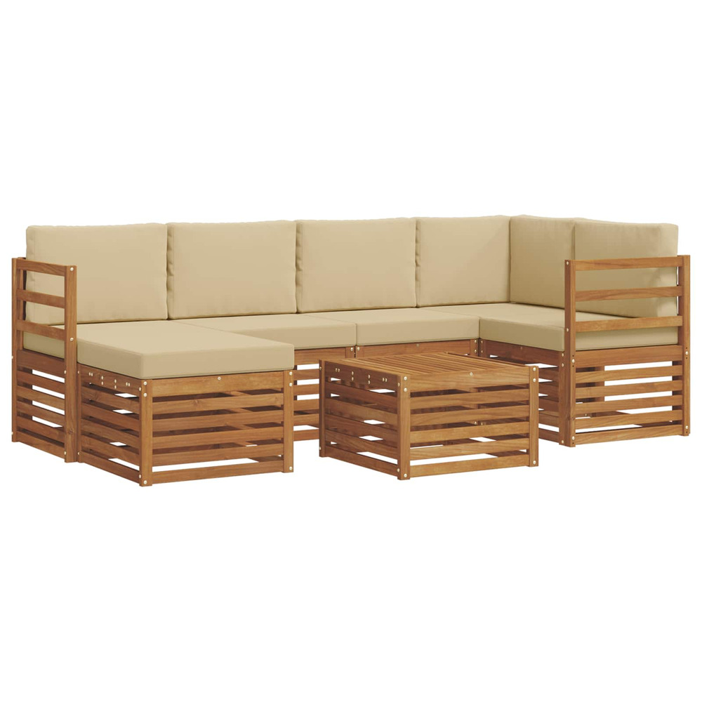 Ensembles de canapés avec coussin 7 pcs naturel et beige