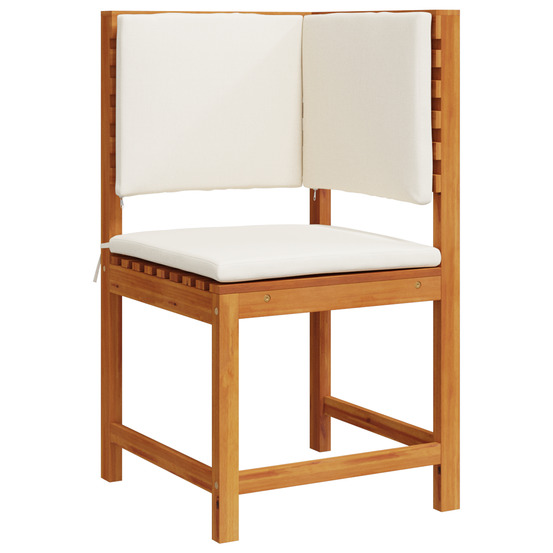 Fauteuil de jardin d'angle avec coussins en bois d'acacia solide