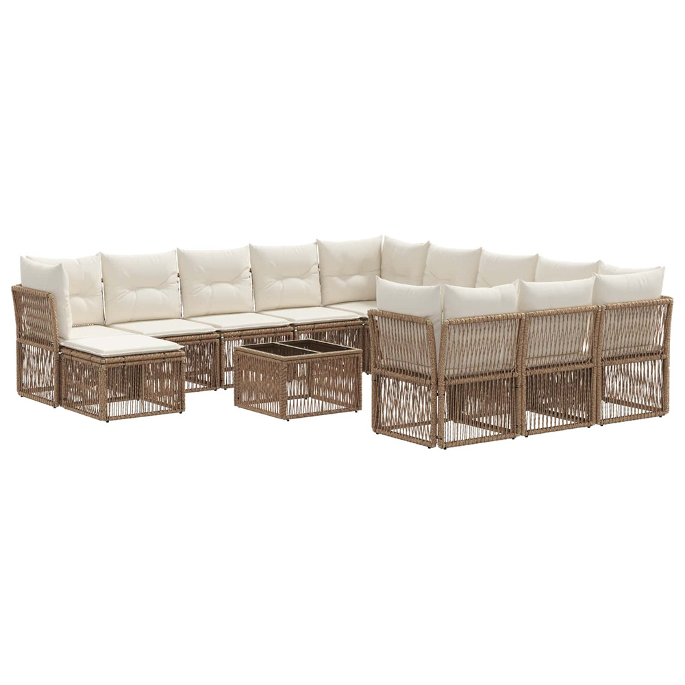Ensemble de canapé de jardin 13 pcs beige polyrotin