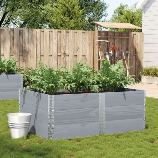 Carré potager xxl bois de pin massif pour jardin balcon modulable 150x100 cm gris