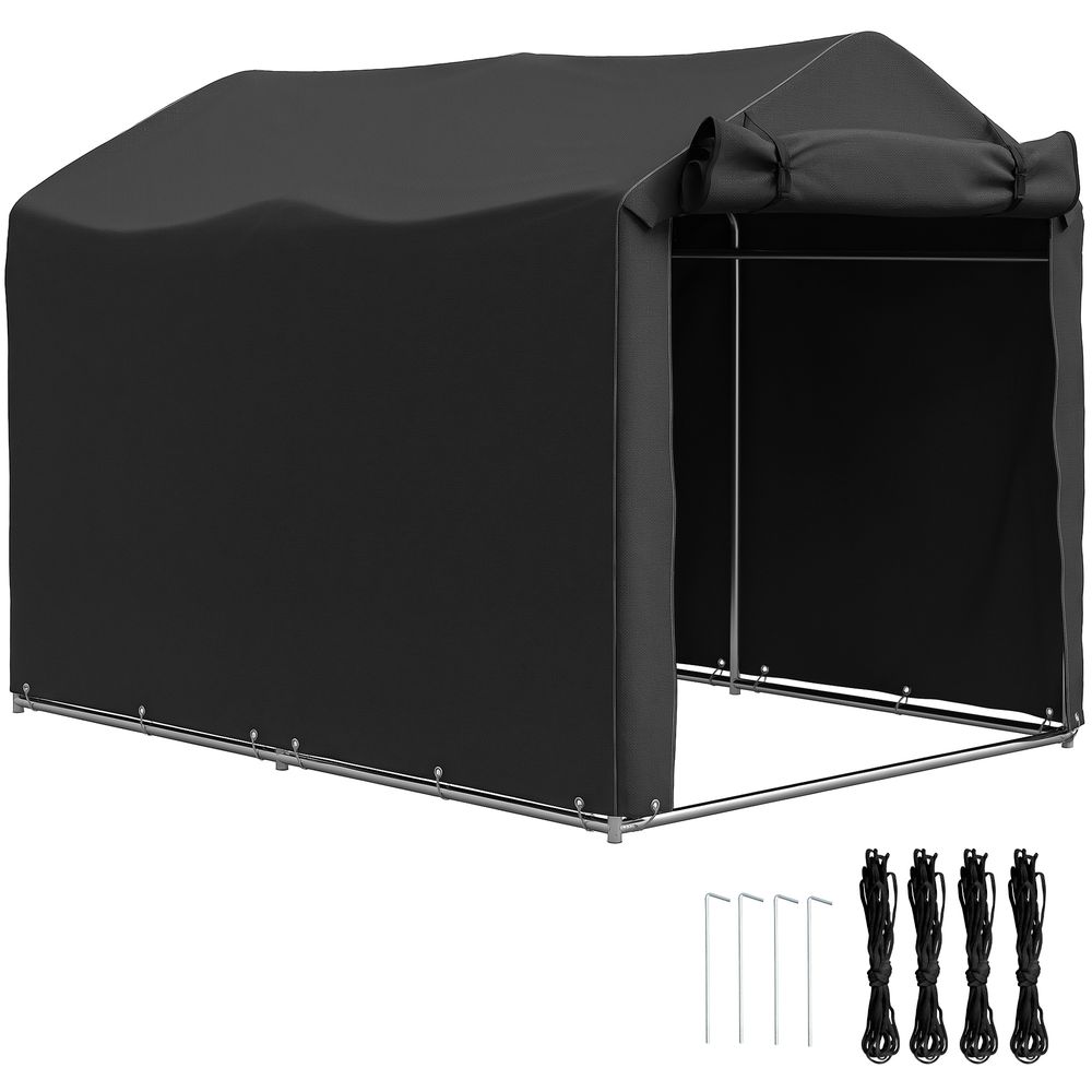 Tente garage pe noire 220 x 157 x 165 cm pour vélos moto et outils porte enroulable - comfortxl outdoor living