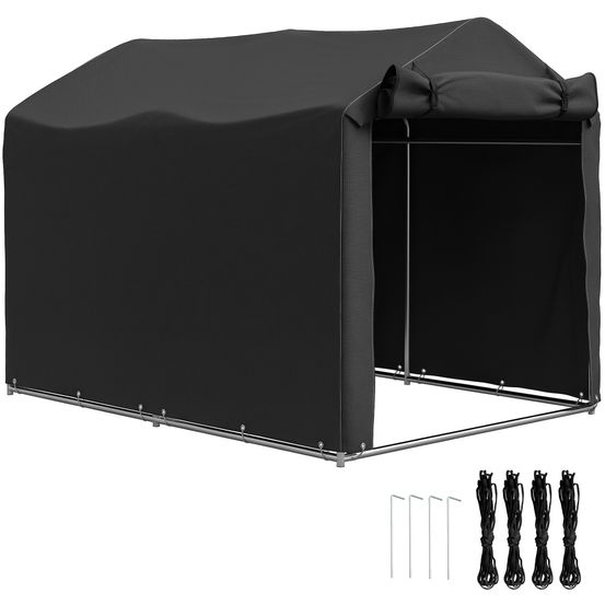 Tente garage pe noire 220 x 157 x 165 cm pour vélos moto et outils porte enroulable - comfortxl outdoor living