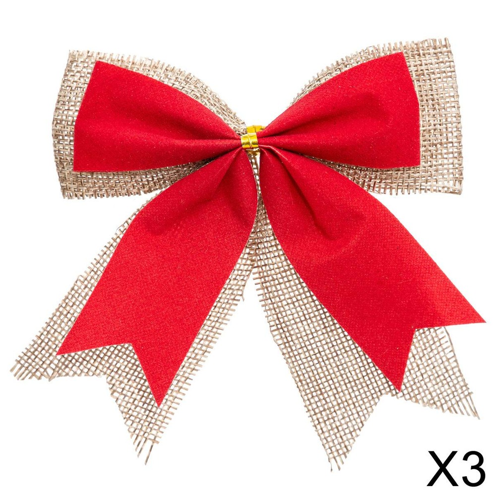 Lot de 3 nœuds déco 10x12cm jute