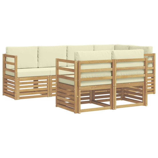 Ensemble de canapé d'angle avec coussin 7 pcs blanc et crème