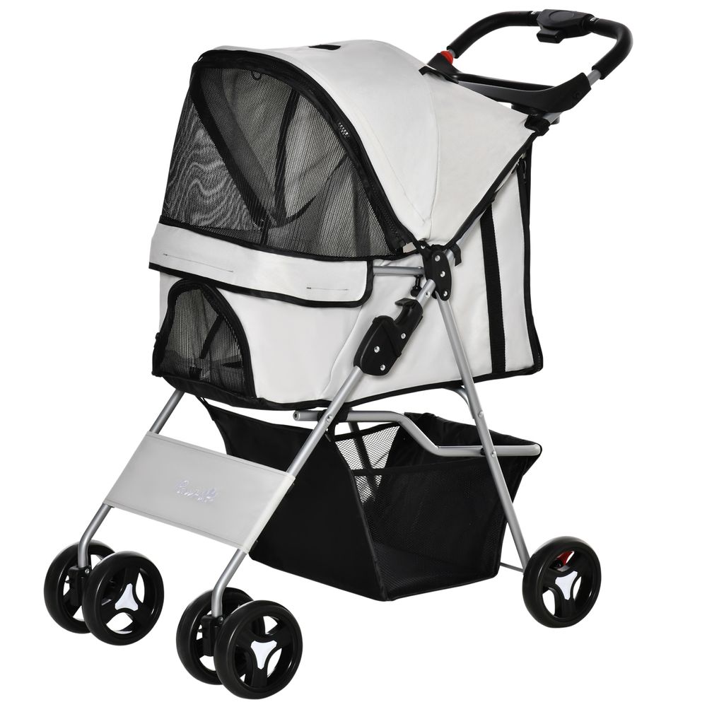 Poussette chien acier oxford promenades confortables pliable imperméable 77x45x100cm gris