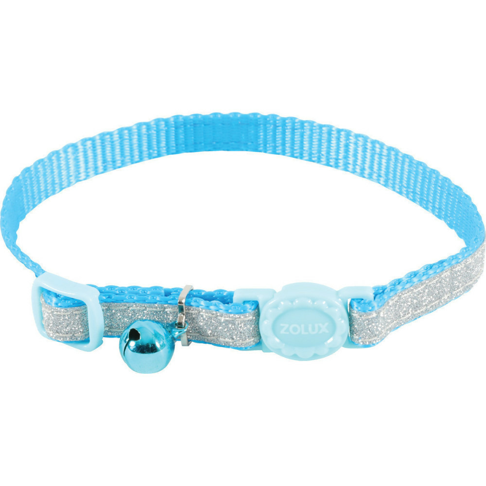 Collier shiny nylon réglable de 17 à 30 cm bleu pour chat