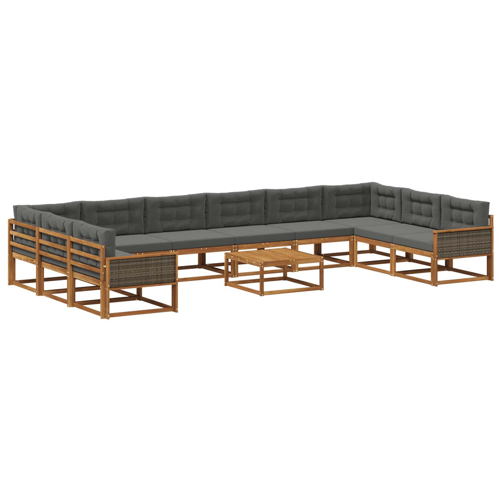 Ensemble de canapés d'extérieur 11 pcs naturel et anthracite