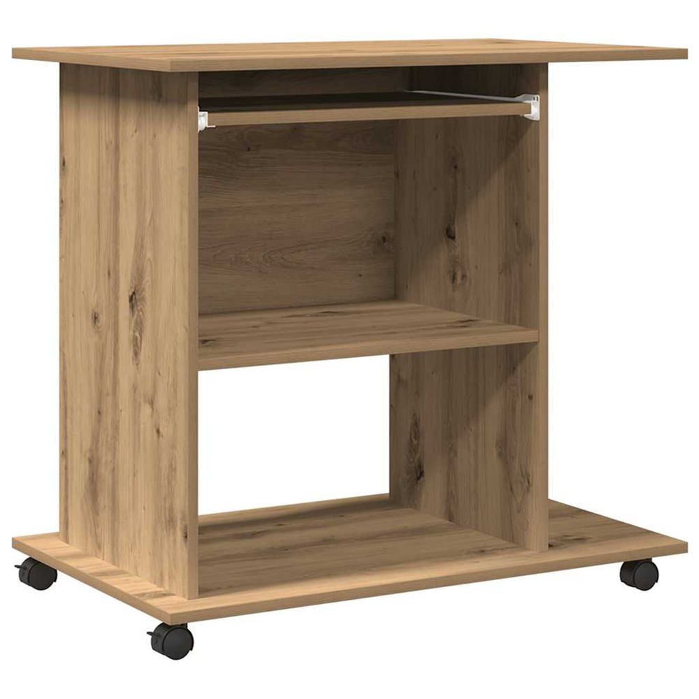 Bureau d'ordinateur chêne artisanal 80x50x75 cm bois ingénierie