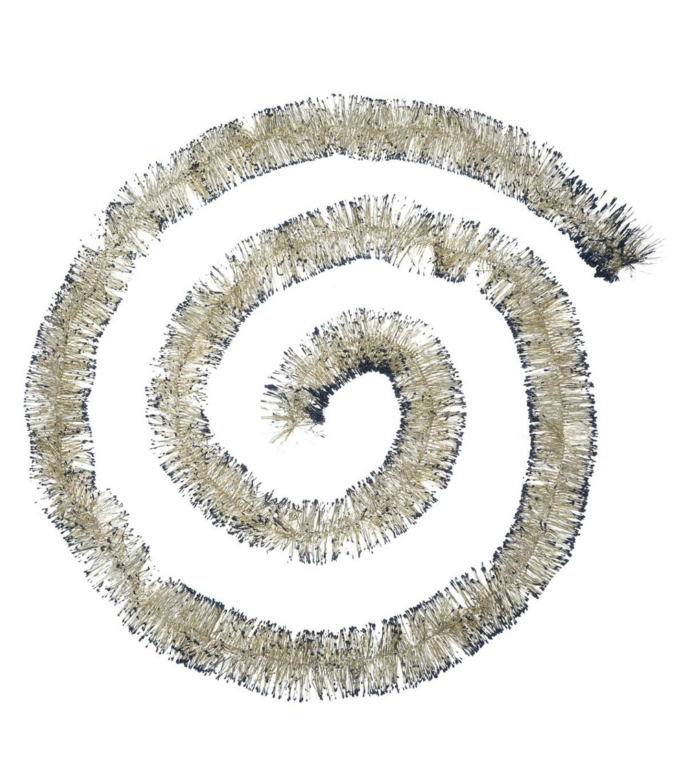 Guirlande de noël large 7.5 cm bleu et or à paillettes longueur 3 mètres