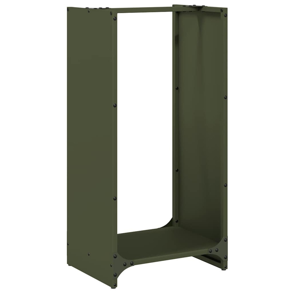 Portant de bois chauffage vert olive 40x30x80 cm