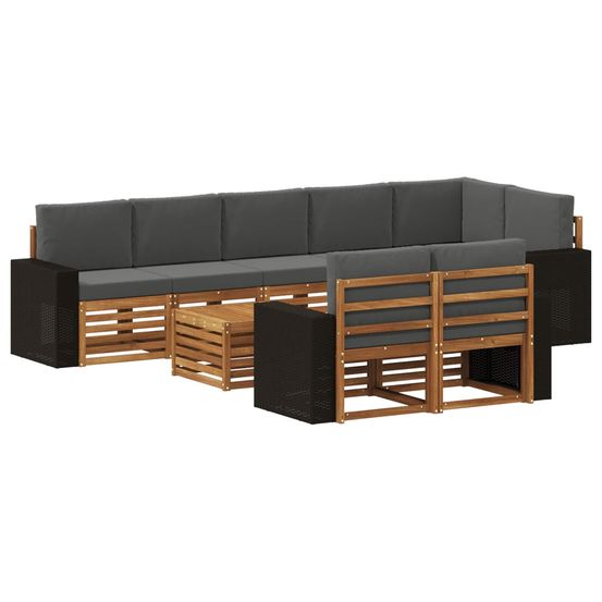 Ensemble de canapés d'extérieur 9 pc naturel et anthracite