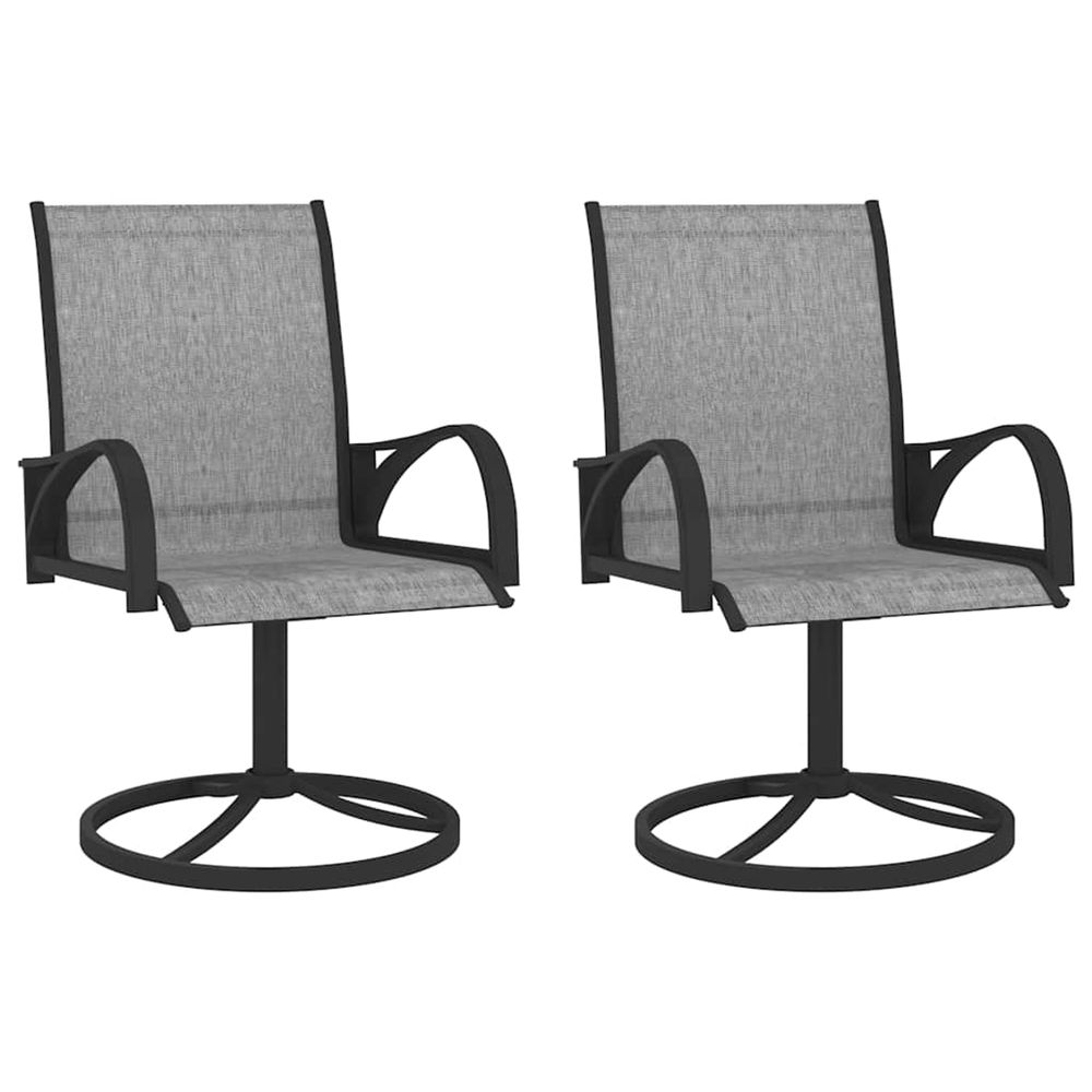 Chaises pivotantes de jardin lot de 2 textilène et acier gris