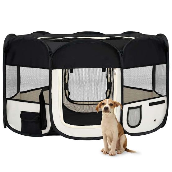 Très grand parc pliable pour chien 145cm tissu avec sac de transport portable noir