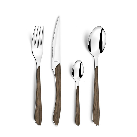 Eclat nature - ménagère 24 pièces bois foncé