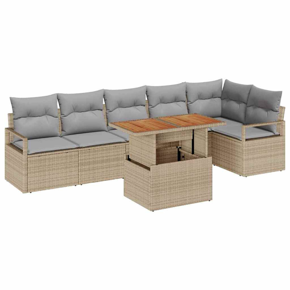 Ensemble de salle à manger pour jardin 7 pcs beige et gris