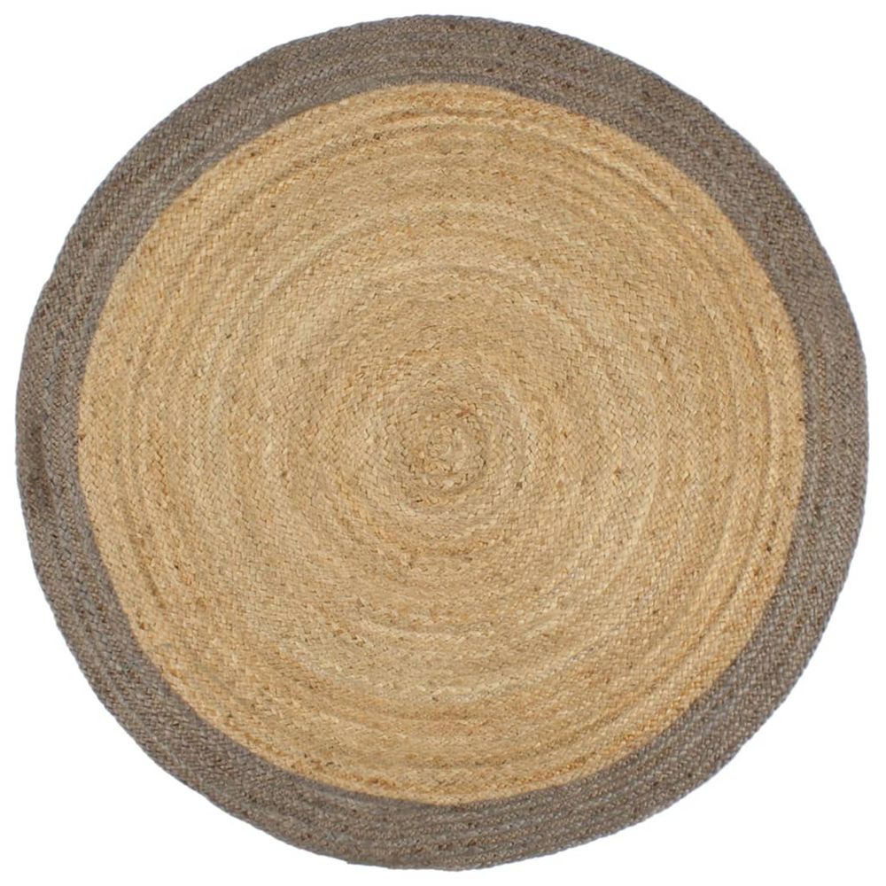 Tapis fait à la main jute avec bord gris 240 cm