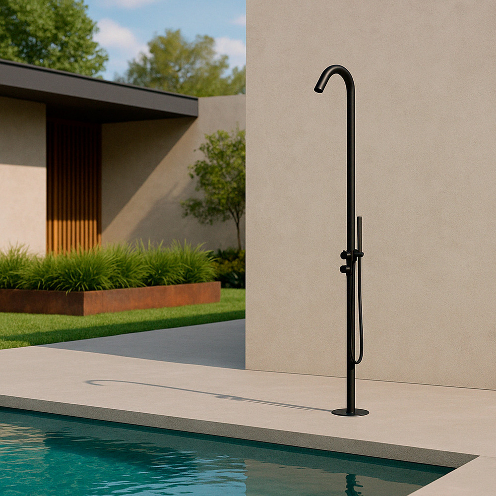 Douche acier aisi 316l noir exterieur sined shower alghero noir