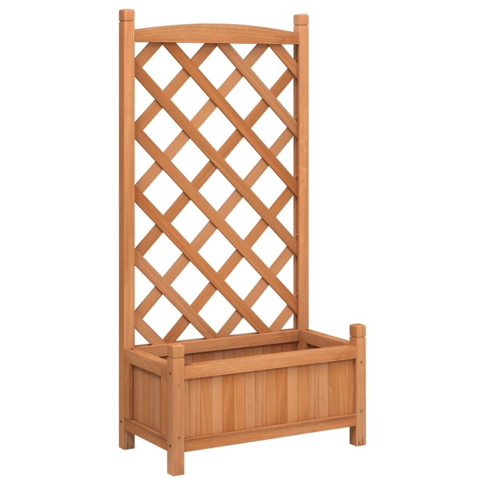 Jardinière d'extérieur avec treillis marron 55x29,5x110 cm bois massif de sapin