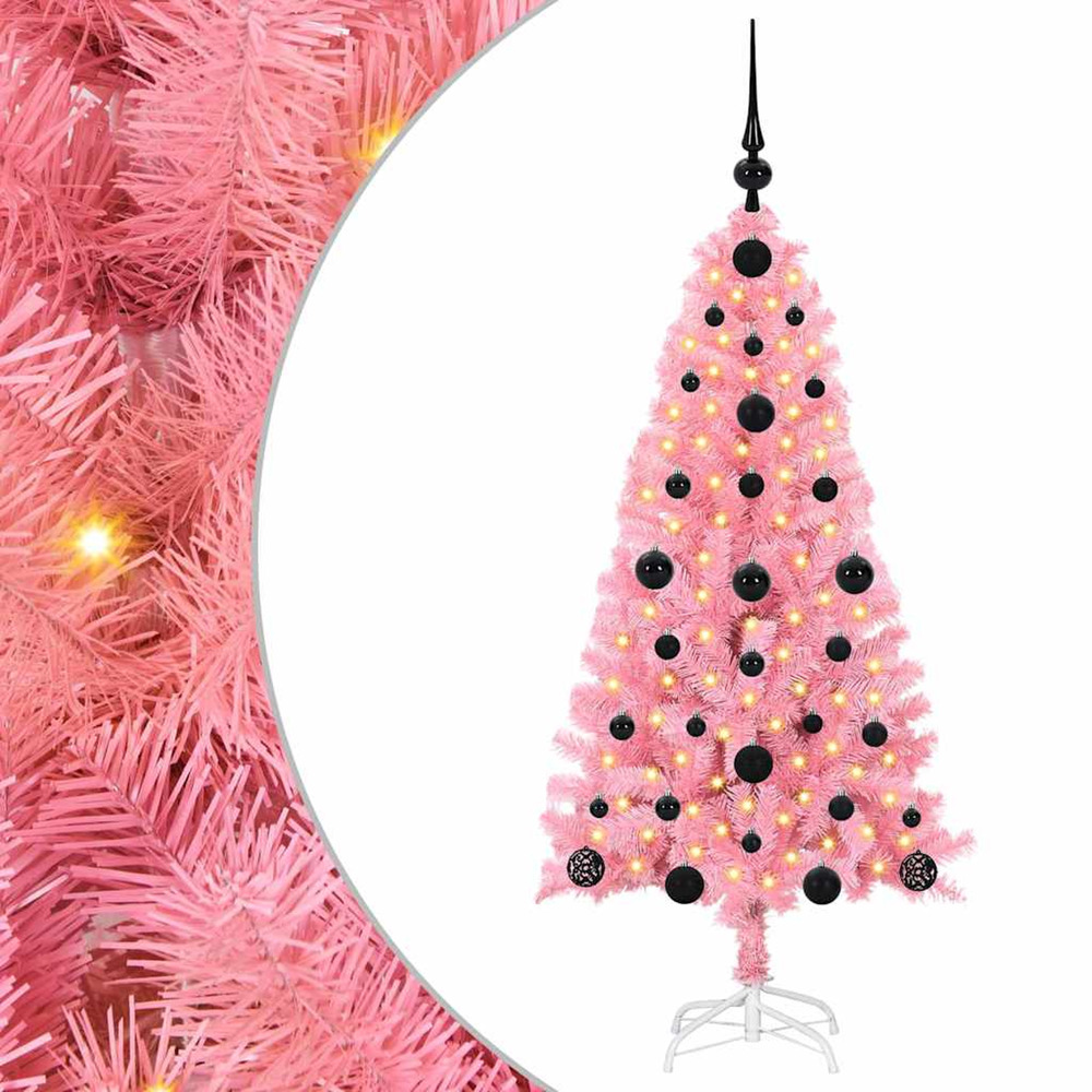 Sapin de noël avec 150 led avec support rose 120 cm pvc