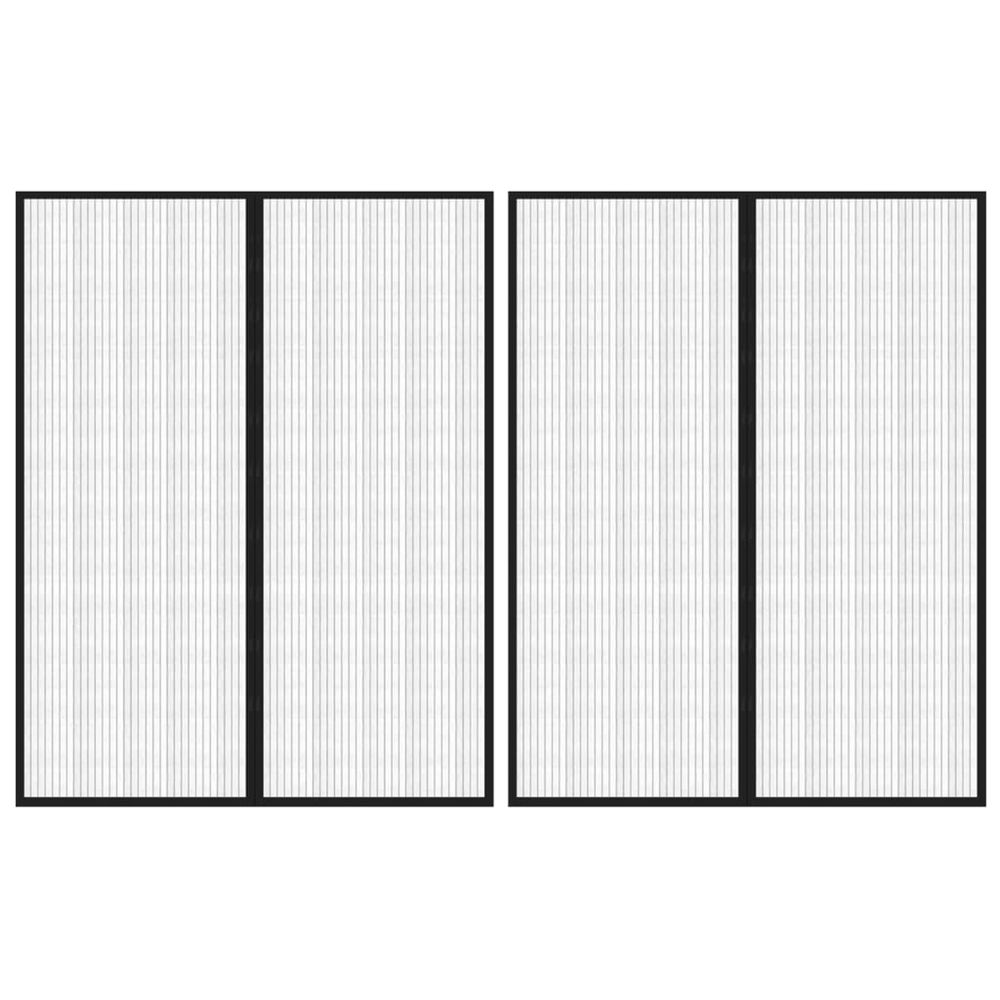 Rideaux de porte anti-insectes 2 pcs et aimants noir 230x160 cm
