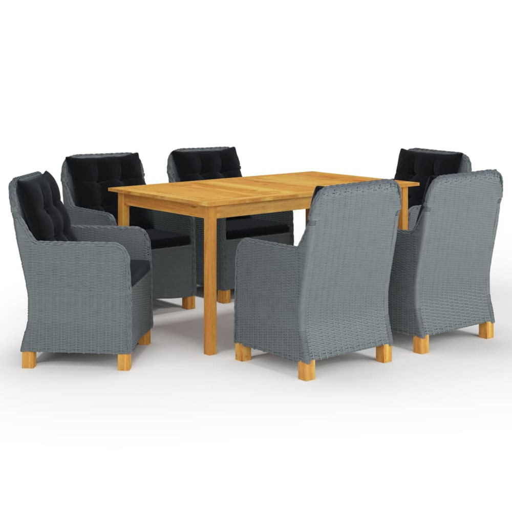 Ensemble à manger de jardin 7 pcs gris clair