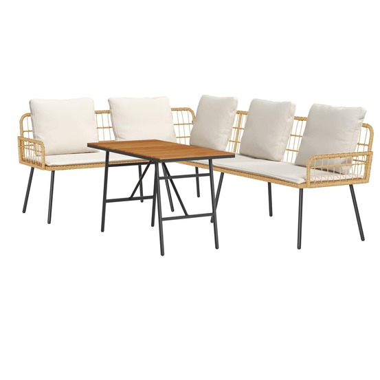 Ensemble de canapé de jardin 2 pcs beige polyrotin