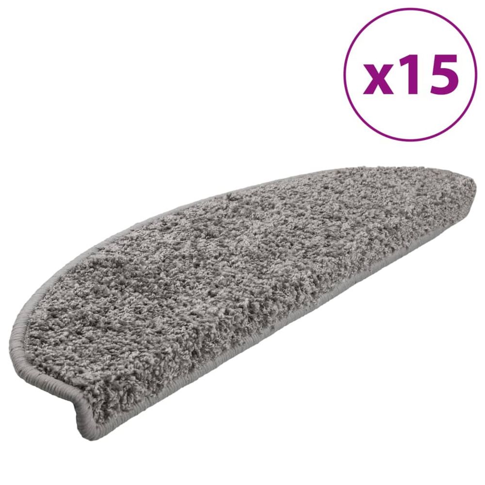 15 pcs Tapis d'escalier Gris 65 x 25 cm
