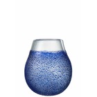 Photophore en verre bleu 21x21x25 cm