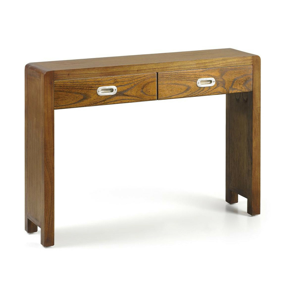 Console 2 tiroirs bronze bois marron - athénaïs décoration d'autrefois