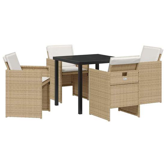 Ensemble de salle à manger pour jardin 5 pcs beige polyrotin