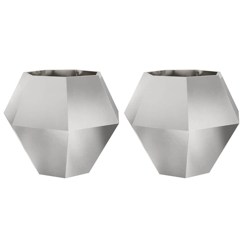 Jardinière d'extérieur 2 pc argenté 100 x 100 x 80 cm acier inoxydable