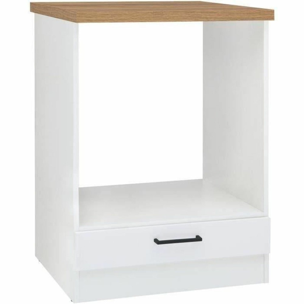 Meuble bas four 60 cm - plan de travail - blanc brillant
