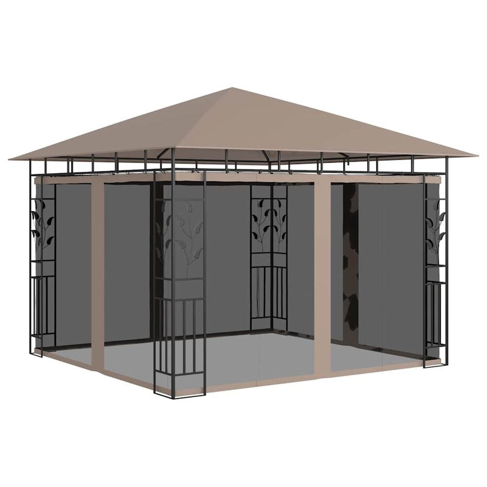 Belvédère avec moustiquaire 3x3x2,73 m taupe 180 g/m²