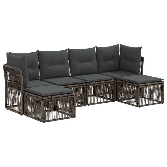 Ensemble de canapé de jardin 6 pc gris polyrotin