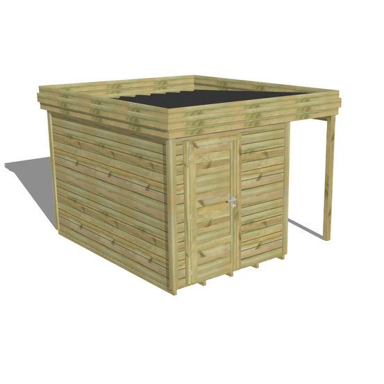 Abri de jardin bois pin traité autoclave 27mm - 3,14x3,44m / 11m2 - bac acier - plancher bois