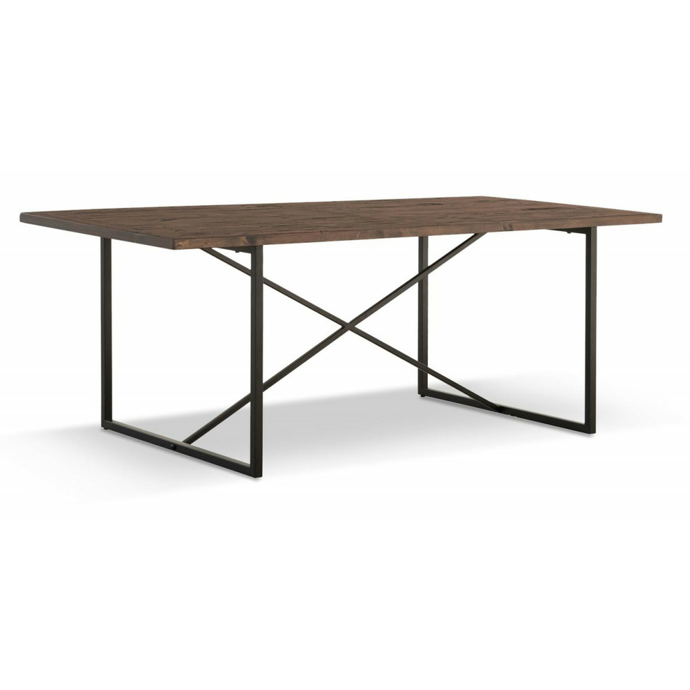 Table à manger bois métal marron 200x100x76cm - bois-métal