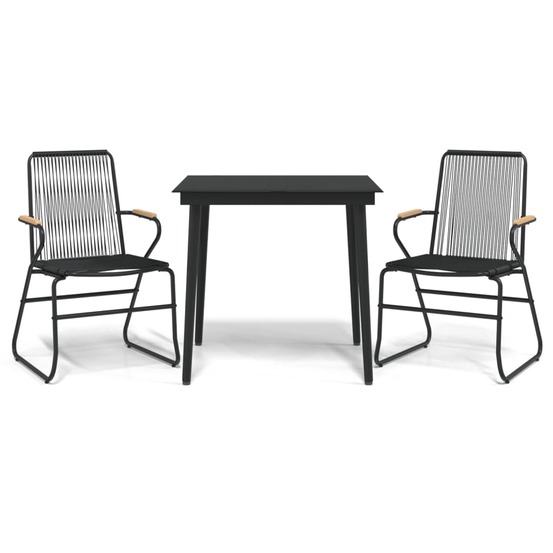 Ensemble à manger de jardin 3 pcs noir rotin pvc