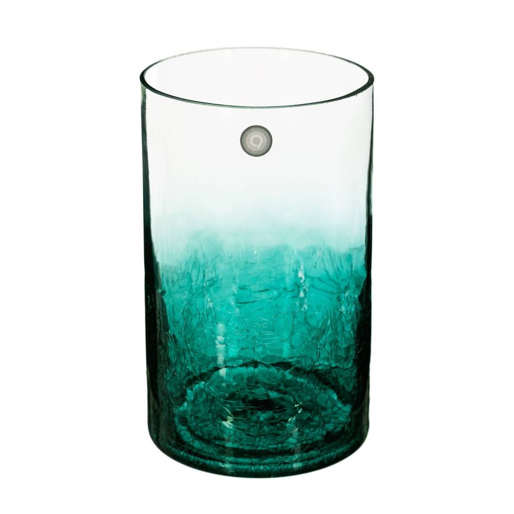 Vase cylindre verre craquelé h20cm