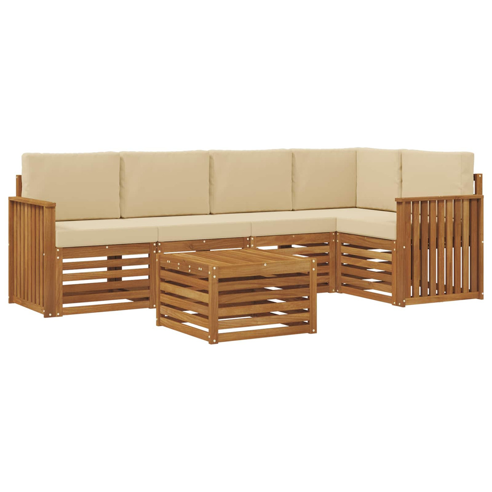 Ensembles de canapés avec coussin 6 pcs naturel et beige