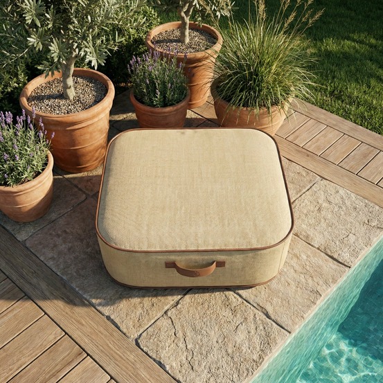 Pouf de jardin gonflable numa collection boho - couleur toile de jute